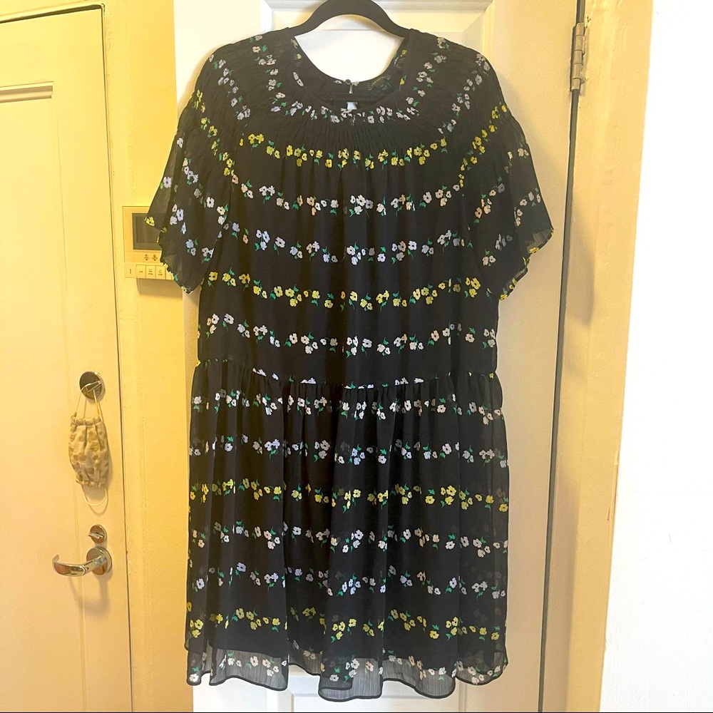 Ann Taylor Black Daisy Chain Empire Waist Dress